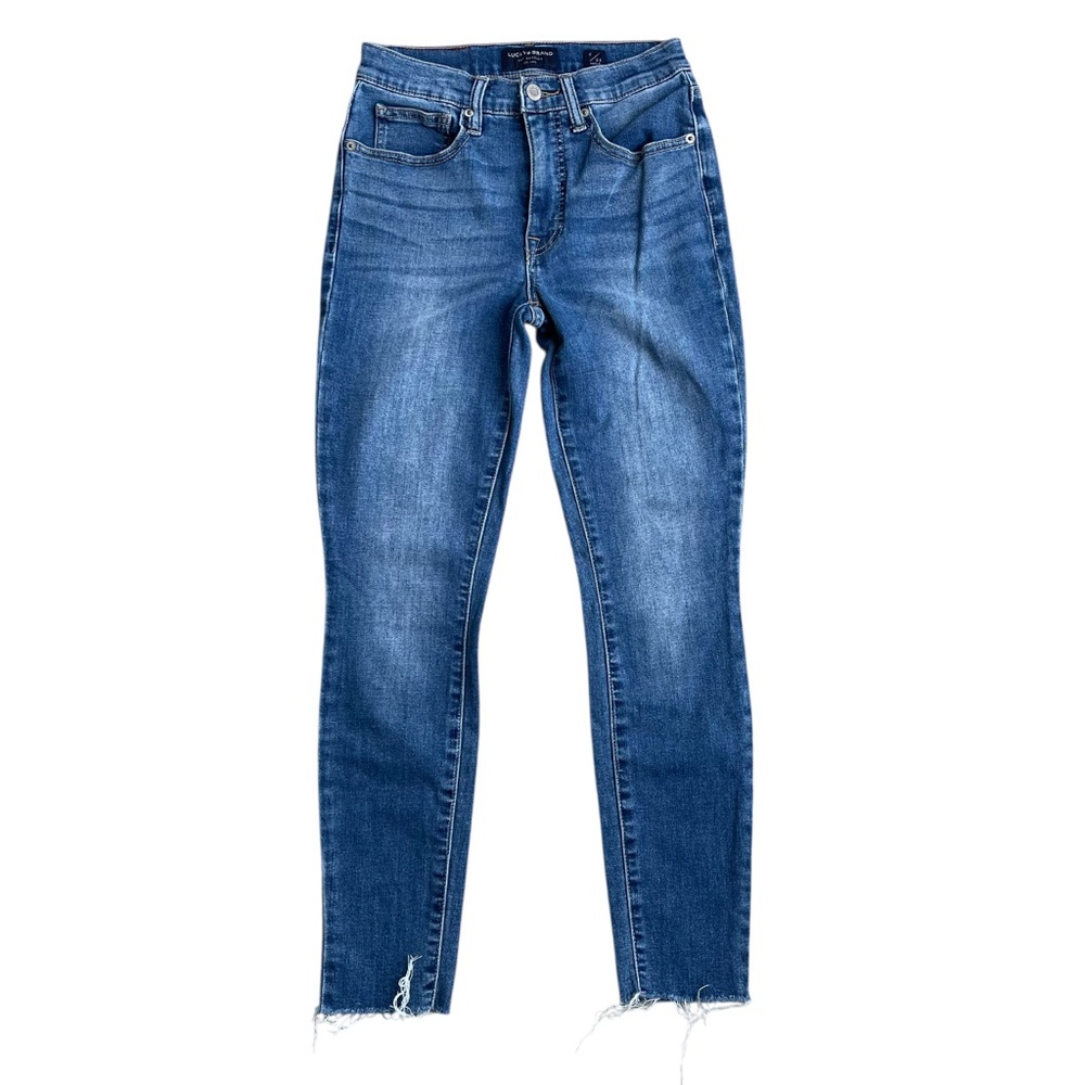 Lucky Brand Bridgette Skinny Jeans sz 26 High Rise Raw Hemโ Medium Wash